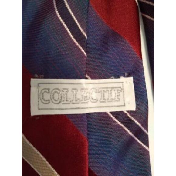 COLLECTIF Blue, Red and Tan Stripe Necktie Woven Tie - Picture 3 of 6